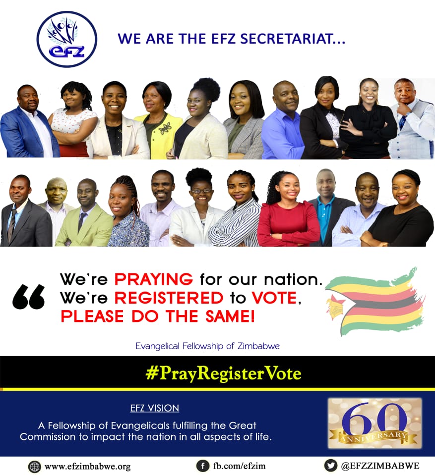 EFZ (@efzzimbabwe) on Twitter photo Our staff at EFZ have all registered to vote. Have you? We encourage those that have not to do so. Equally as important, we encourage all of us to continue to pray for our country!
#PrayRegisterVote
#EFZat60
<a href="/pastortmasuku/">Trever Masuku</a> <a href="/idzai_murimba/">#EndChildMarriagesNow!!</a> <a href="/euinzim/">EU Delegation to Zimbabwe 🇪🇺</a> <a href="/zccinzim/">Zimbabwe Council of Churches</a> <a href="/CatholicChurchN/">ZCBCSocialcomm</a> Our staff at EFZ have all registered to vote. Have you? We encourage those that have not to do so. Equally as important, we encourage all of us to continue to pray for our country!
#PrayRegisterVote
#EFZat60
<a href="/pastortmasuku/">Trever Masuku</a> <a href="/idzai_murimba/">#EndChildMarriagesNow!!</a> <a href="/euinzim/">EU Delegation to Zimbabwe 🇪🇺</a> <a href="/zccinzim/">Zimbabwe Council of Churches</a> <a href="/CatholicChurchN/">ZCBCSocialcomm</a>