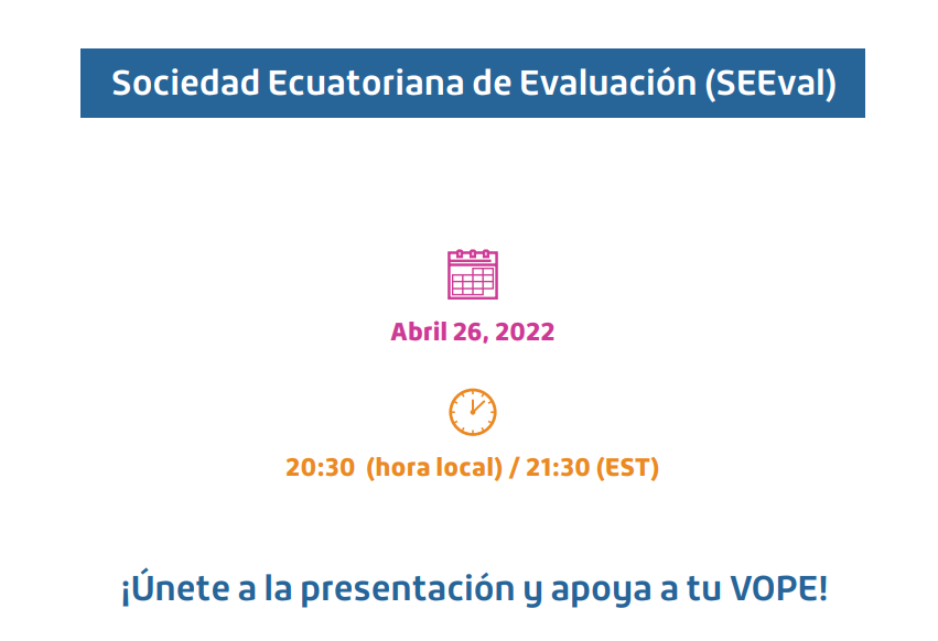 IOCE_eval's tweet photo. 🔰En vivo ahora: Sociedad Ecuatoriana de Evaluación (@SociedadSeeval #SEEval) Presentación del Portafolio de Proyectos del #VOPEBootCamp
Ver en vivo: https://t.co/DcYGE2JHdi
Descarga el programa completo y regístrate al evento de tu elección:
https://t.co/Vo5fN4SbLa https://t.co/Md2eoNK6Qc