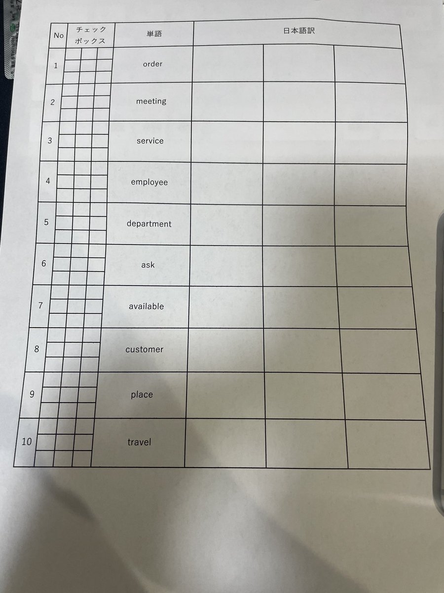 逆転英単語2000でダウンロードできるPDF 暗記シートを真似して 自分