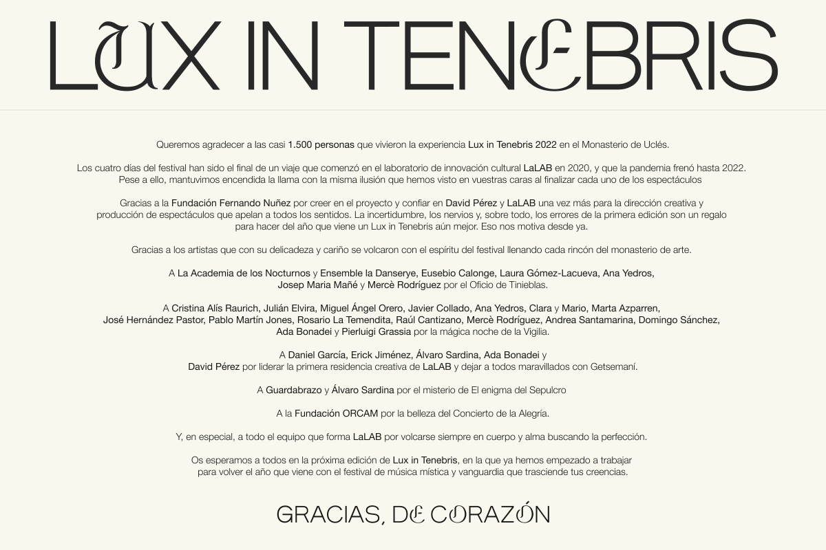 LuxinTenebrisTW's tweet photo. ¡Gracias a todos! ❤️ Os esperamos en Lux in Tenebris 2023 #LuxinTenebris22 #Trasciendetuscreencias https://t.co/1mpqiWxqZU