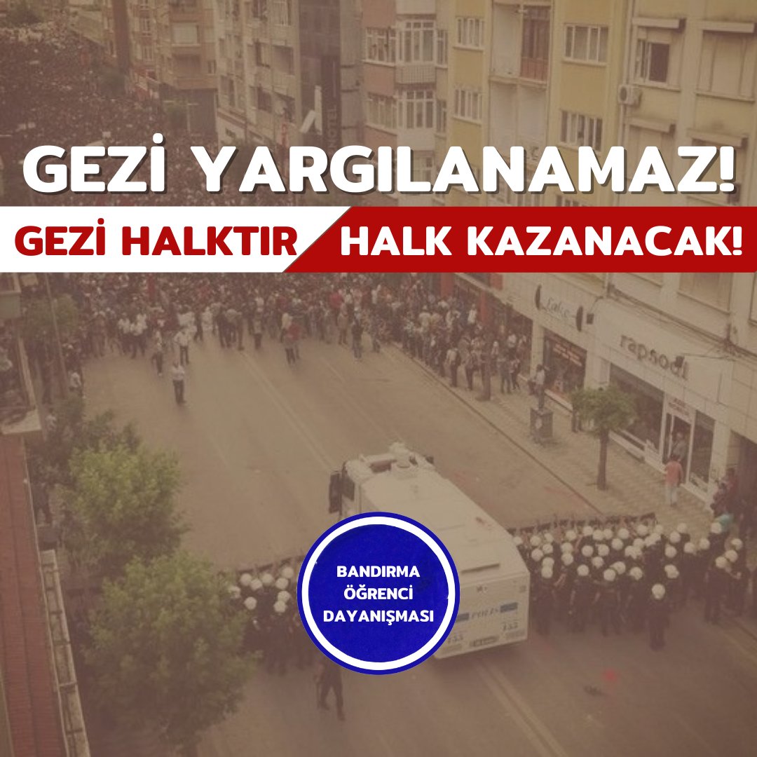 BanDayanisma's tweet photo. Gezi'yi mahkum edemeyecekler! Bütün Bandırma gençliğini Gezi'yi savunmaya çağırıyoruz.

📍27 Nisan Çarşamba 18:00
📍 Cumhuriyet Meydanı

#GeziYargılanamaz #bandırma #banü https://t.co/eXJGT5RGGc