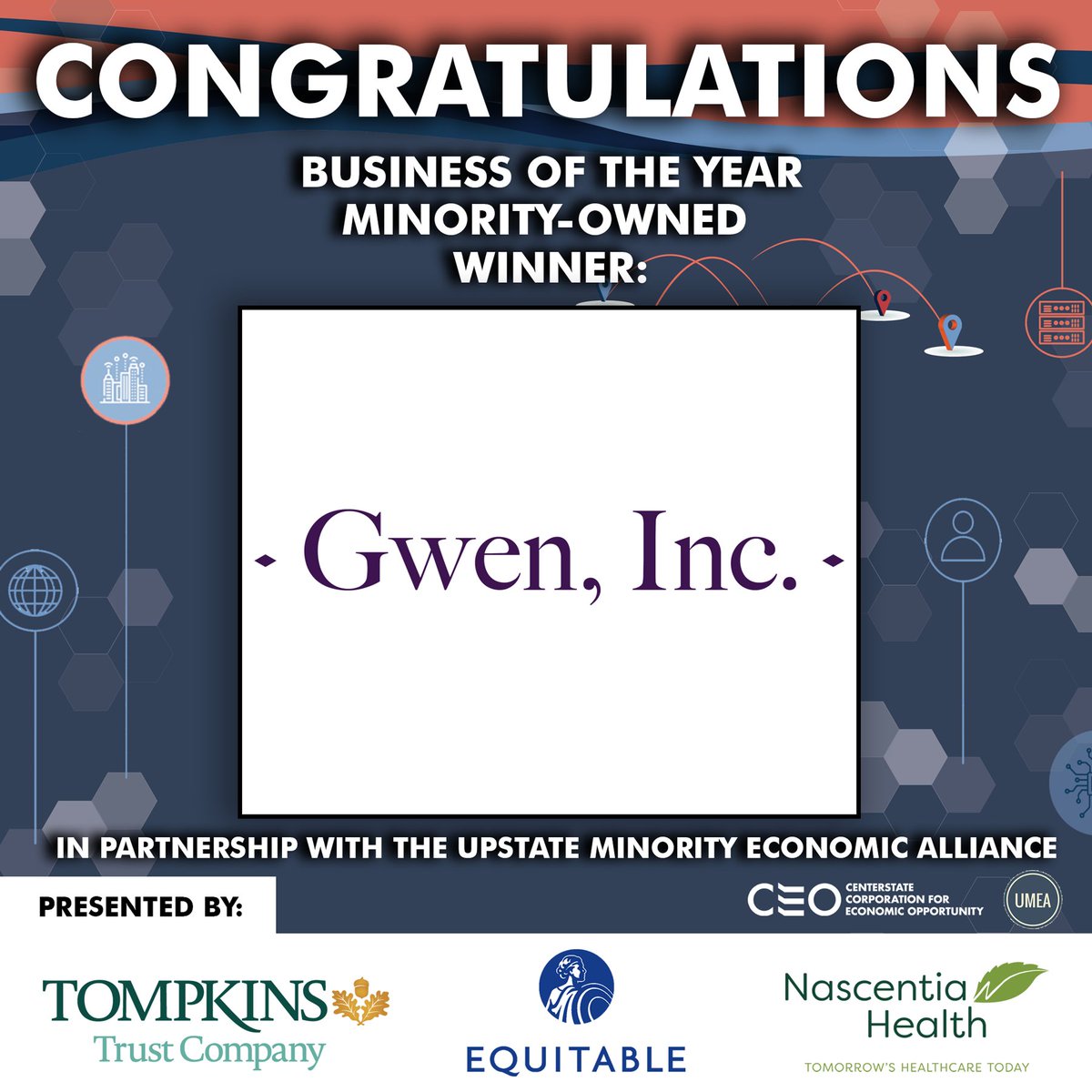 Our Minority-owned Business of the Year winner is Gwen, Inc.! Congratulations! #Transcend #BOTY22