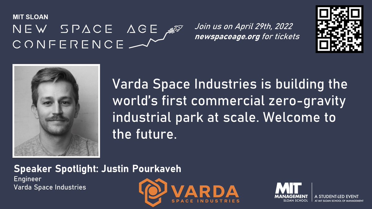 Justin Pourkaveh of Varda Space will be joining us at the #NewSpaceAgeConference! Varda is accelerating innovation in the space industry by utilizing zero-gravity environments to build products that will benefit life on Earth. Info + tix at newspaceage.org.