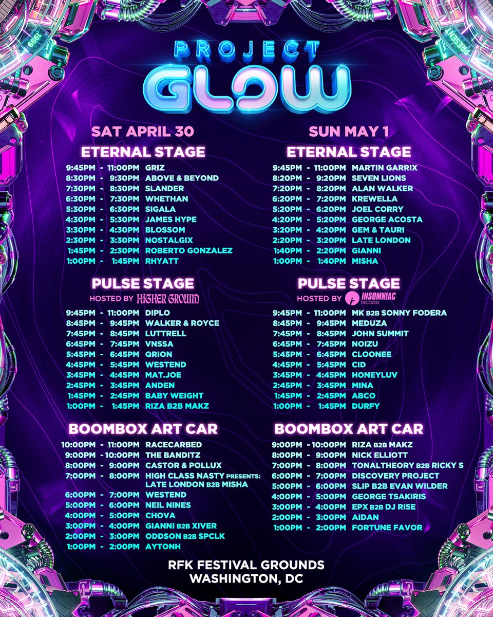 Project Glow lineup 2022