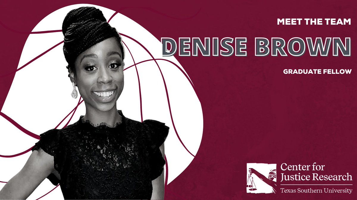 cjresearchtsu's tweet photo. Denise Brown is a Center for Justice Research graduate research fellow. She is a doctoral student in the Administration of Justice Department at  @TexasSouthern  . She received her B.S. in Forensic Science and M.S. in Criminal Justice from Sam Houston State University. https://t.co/TYTGqN6HMg