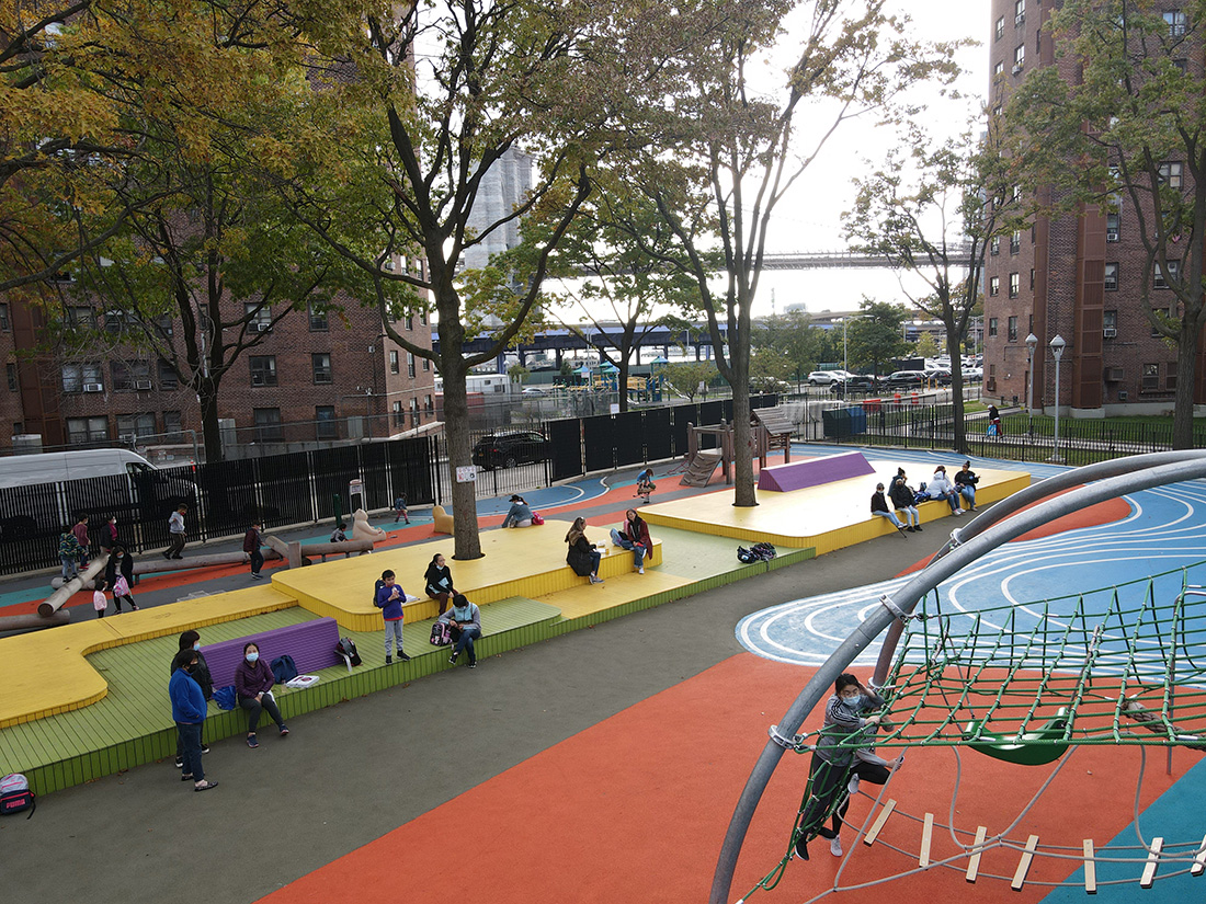 NYCHA's tweet photo. Open Space Masterplan partner @GrainCollectiv was awarded for reimagining outdoor spaces at 133 @NYCHA campuses. Residents provided feedback on #playgrounds, seating color preferences, and play area age ranges through several design charrettes. https://t.co/7pbQq6Tuqd
#NYCHA https://t.co/GjlAElNIxs