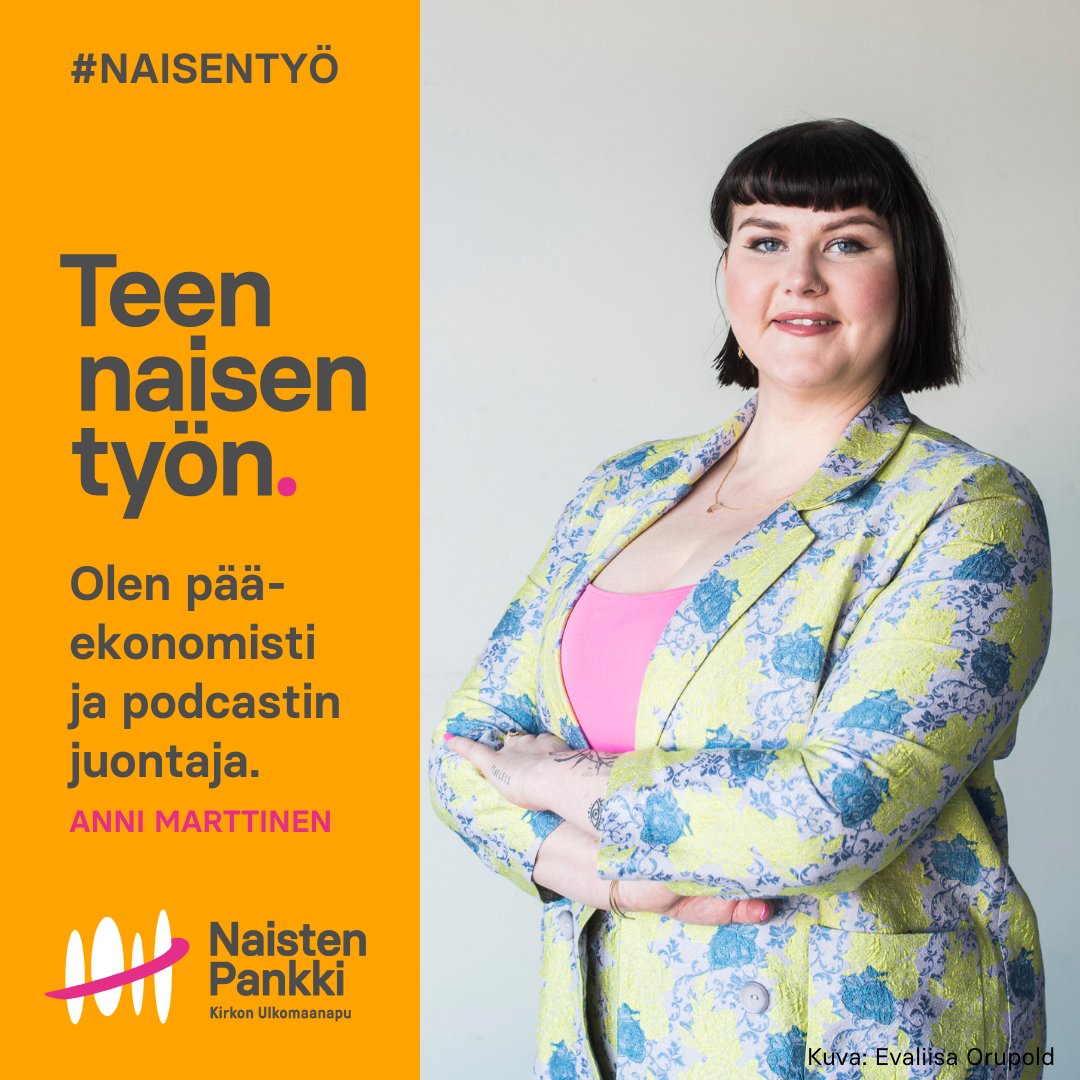 NaistenPankki's tweet photo. ✊ ”Naiset tarvitsevat samat oikeudet joka elämän osa-alueella kuin miehet ihan ihmisoikeudellisista syistä. Lisäksi #tasaarvo työelämässä parantaa luovuutta ja tuottavuutta” @annimarttinen.

Oma #työ on monelle kaukainen #haave.

👉 Lahjoita #Ammatti: https://t.co/cch2a3wJ81 https://t.co/aYABfmaX16