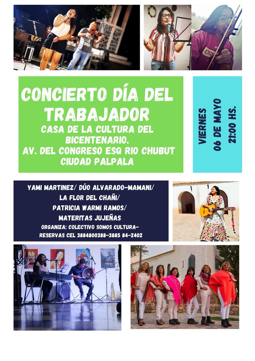 Y se viene otro hermoso concierto junto a unas genias y hermosas artistas que van ocupando un lugar en mi corazón!!
Este compartir me hace latir fuerte de alegría y felicidad! 
En el mes de mayo festejamos el día del trabajador, haciendo música!
No te lo podés perder 🥰😁