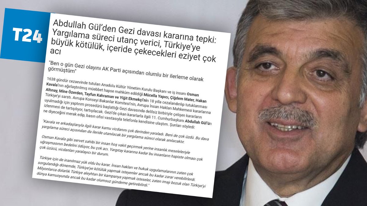 Hem davayı sattılar hem de darbeye kalkışanları savunuyorlar...

Gezi davası Abdullah Gül'ü üzmüş...

Abdullah Gül, Gezi'yi savunacak kadar düştü mü ya..?