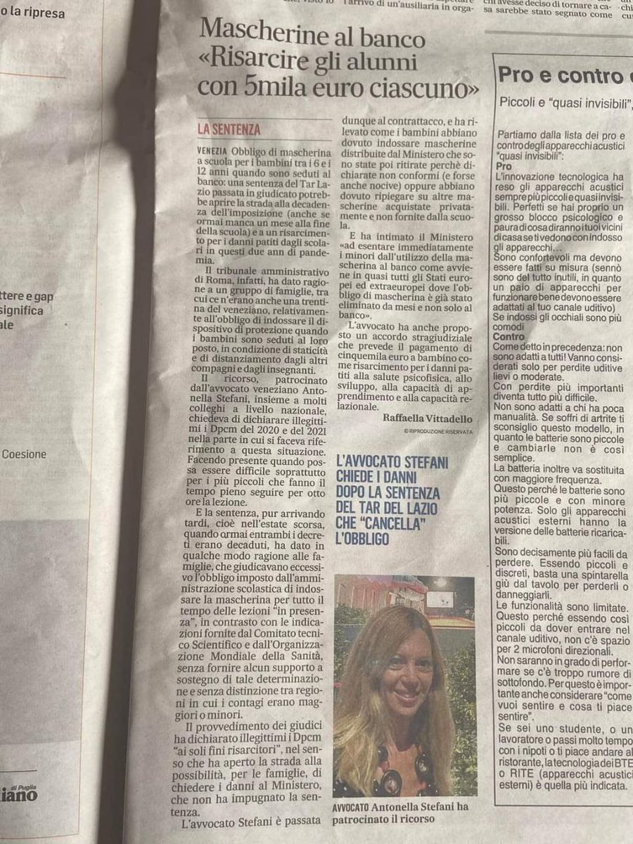 cotrozzi_lisa's tweet photo. Sentenza andata a buon fine per mascherine a studenti illegittime, seduti al banco con distanziamento e risarcimento danni...
Risarciti 5.000€ ad ogni studente!

Unisciti a @libertadignitacuore https://t.co/OLIlRHaz03