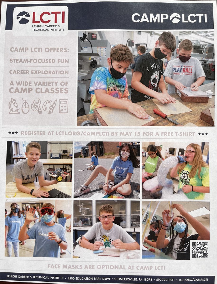 EPSDJefferson's tweet photo. CAMP LCTI Registration is now open for all students in Grades 5th through 8th!
Please see attached pictures for more details!
#OneJefferson
#EastPennProud https://t.co/AHB854cpVk