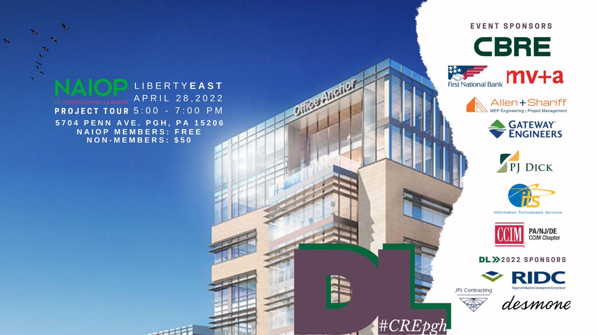 NAIOPPittsburgh's tweet photo. Last Call to register for our first Project Tour of 2022 this Thursday, April 28th at Liberty East.
NAIOP Members: Free, Non-Members: $50
Register at https://t.co/LS5HYN5nav
#CREpgh #DLpgh #ProjectTour #PittsburghDevelopment https://t.co/ZL32nEUejZ