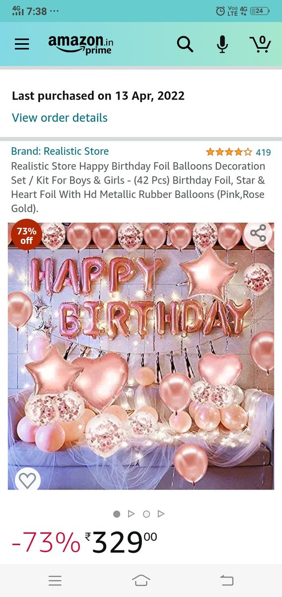 saching88137393's tweet photo. I had ordered happy birthday foil balloons set from realistic store amazon on 13 of april 2022. Which i get only 17 foil and the whole bunch of balloons was missing. The total was 42 set of ballons with foil.very dissapointed with amazon delivery. Delivery is not safe. https://t.co/elo7DqpH0G