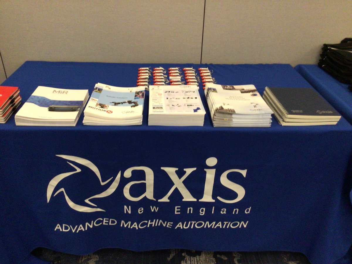 Axis_NewEngland's tweet photo. Our swag tables are all set for our cobot event in Framingham today. https://t.co/8enU6kbXmT