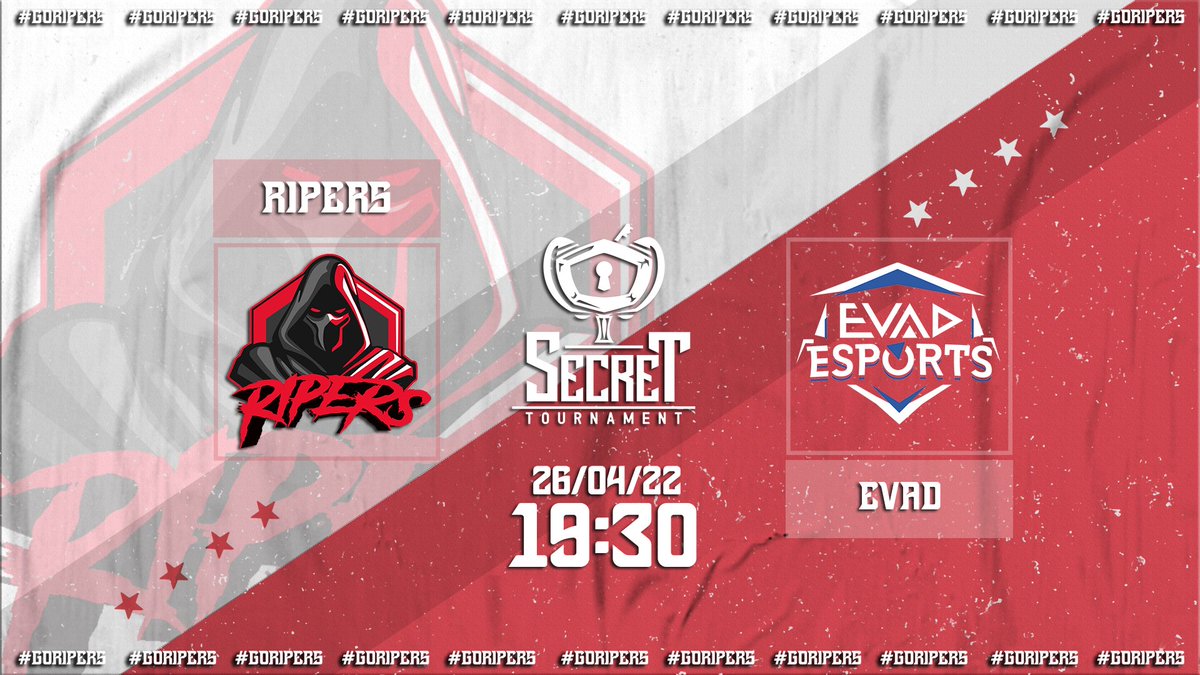 🔴 VUELVE LA ACCIÓN ⚪
#CoD 

Vuelve #SecretCodLeague.
Primer encuentro del bracket en esta Major. 

🏆| <a href="/SecreTournament/">Secret Tournament</a>
🗓️| 26/04/22
⌚| 19:30
🆚| <a href="/EsportsEVAD/">EVAD Esports</a>
📺| Twitch.tv/secrettourname…
🎙️| <a href="/Enrique_Caster/">Enrique Navarro</a>

📢 NO TE LO PUEDES PERDER!
#GoRipers