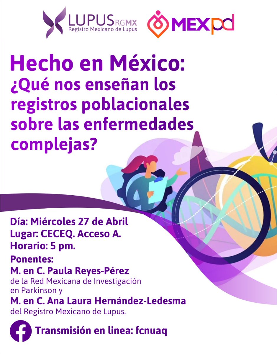 LupusRgmx's tweet photo. 🤓 ¡𝗘𝘀𝗰𝘂́𝗰𝗵𝗮𝗻𝗼𝘀 𝗲𝗻 𝗩𝗶𝘃𝗼 este miércoles!
Lupusrgmx y Red Mexicana de Investigación en Parkinson te traen esta interesante charla👏
Sintonízanos desde:
💻 FB En Vivo: : https://t.co/GsqNfFlCaS
#lupus #lupuslife #parkinson #parkinsonlife #ciencia #uaq https://t.co/hZaEThtO4R