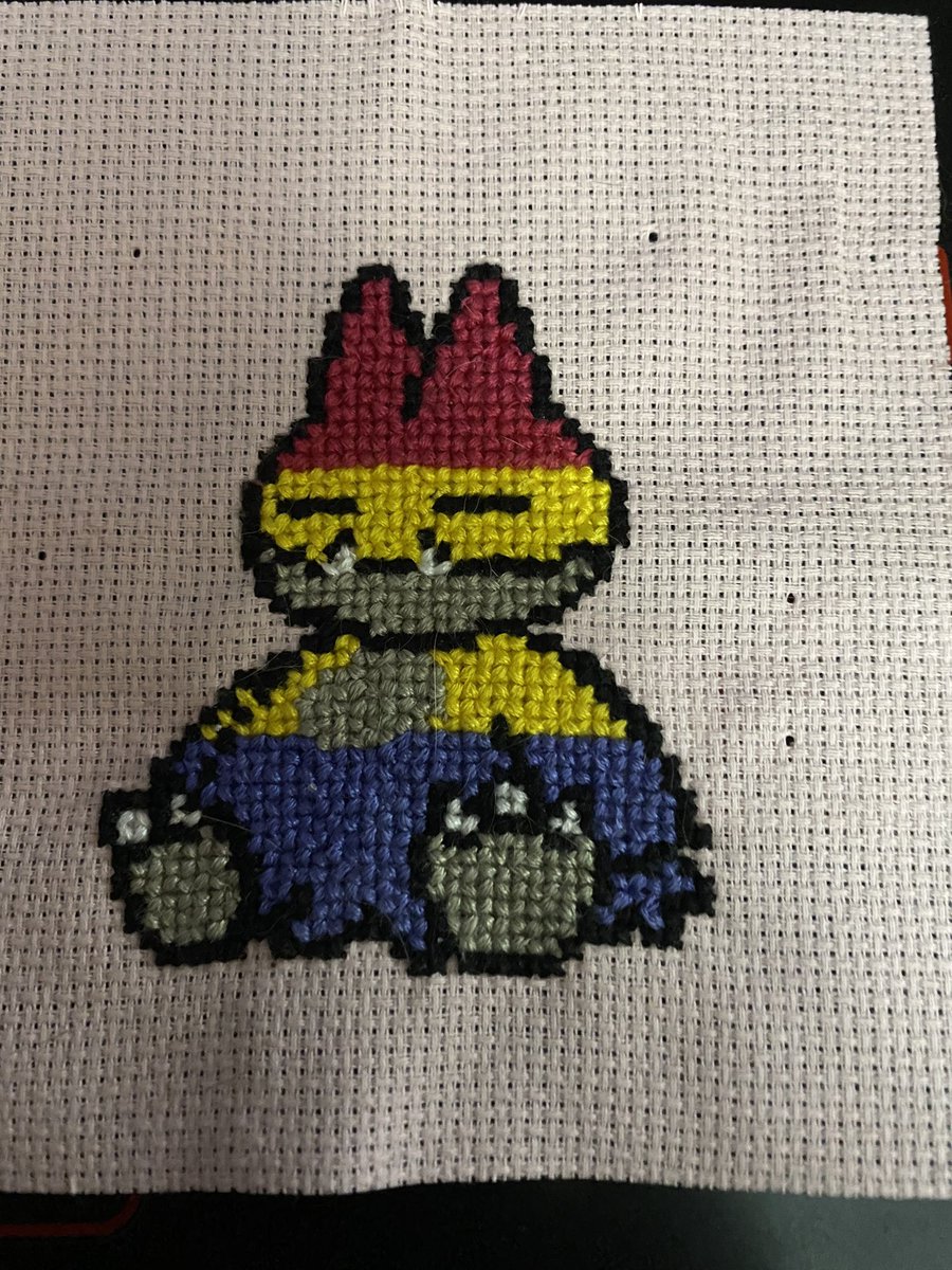 CuriousTheTief's tweet photo. Sometimes I wish I had the patience to cross stitch more. Panlax is so lonely. https://t.co/eANtmimoXk