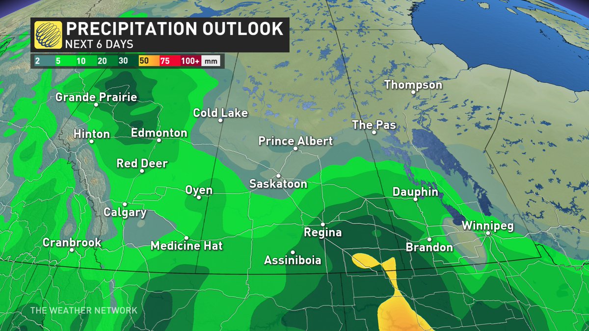 NicoleKarkic's tweet photo. Keeping an eye on the forecast for rain moving into the southern Prairies for this weekend... #mbstorm #skstorm #prstorm https://t.co/Bji5GNCNl4