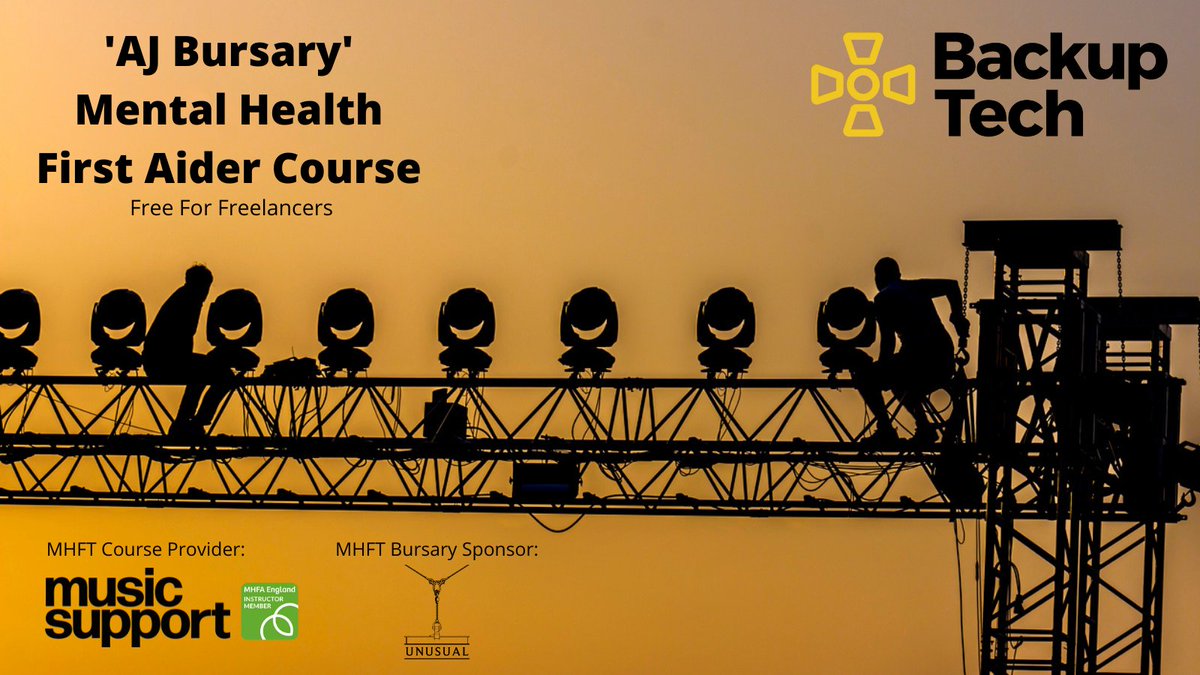 BackupCharity's tweet photo. Full details / sign up info for MHFA course criteria here https://t.co/FWi95xli7p
Help support your industry colleagues on your next job.
@Musicsupport_uk
#mentalhealthfirstaider #mentalhealthmatters #backuptech #backupuk https://t.co/eIyUQAuGLZ