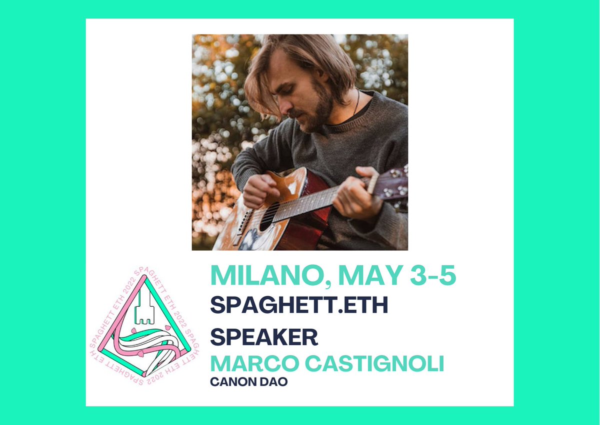 SpaghettEth's tweet photo. 🚨Speaker Announcement: Happy to have @CastignoliMarco from Canon DAO on our SpaghettETH stage! https://t.co/osw1CFgJZy