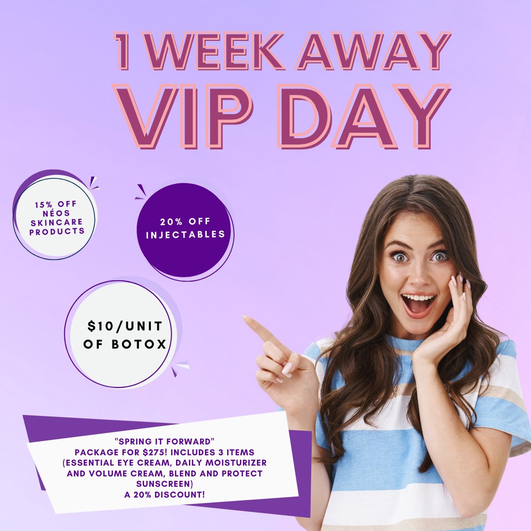 VCPSurgery's tweet photo. 1 more week and all our VIP reward members can enjoy all our discounts!! We have amazing packages like the Spring it Forward which includes essential eye cream, daily moisturizer, and volume cream, blend and protect sunscreen for $275 with a 20% discount!
https://t.co/elkASiA703 https://t.co/vjdThsoKhh