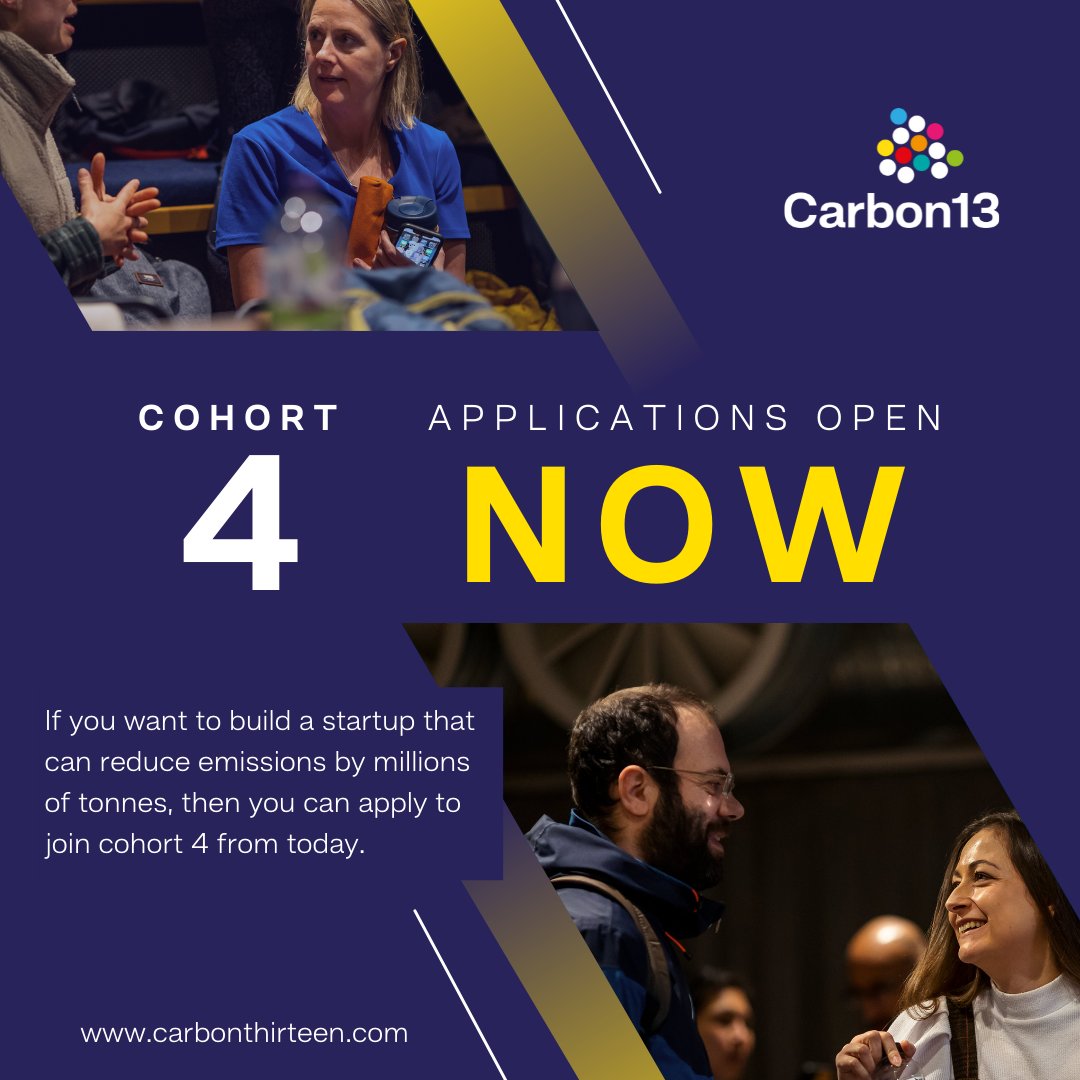 APPLICATIONS ARE NOW OPEN for our September 2022 cohort! We’re looking for founders who want to build startups that can reduce emissions by millions of tonnes 🌱  Please share this opportunity with anyone who may be interested Join us: buff.ly/3oirouo