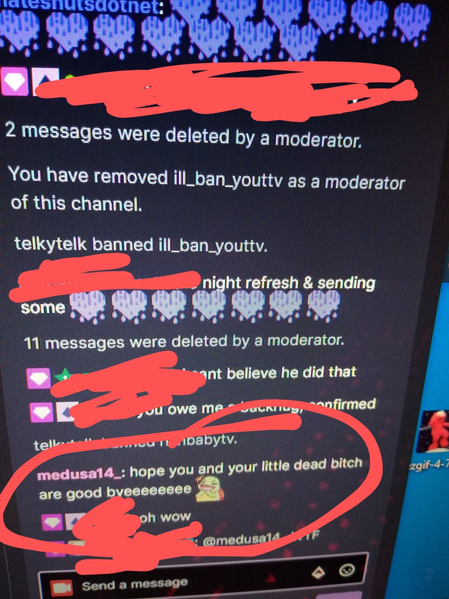 First night back after almost 2 months and we already gotta deal with drama, dude was removed as a mod and then his GF thought this was alright to say... TBH i said my piece and excused myself. Y'all following this dude i just hope you see what kind of people you're supporting.