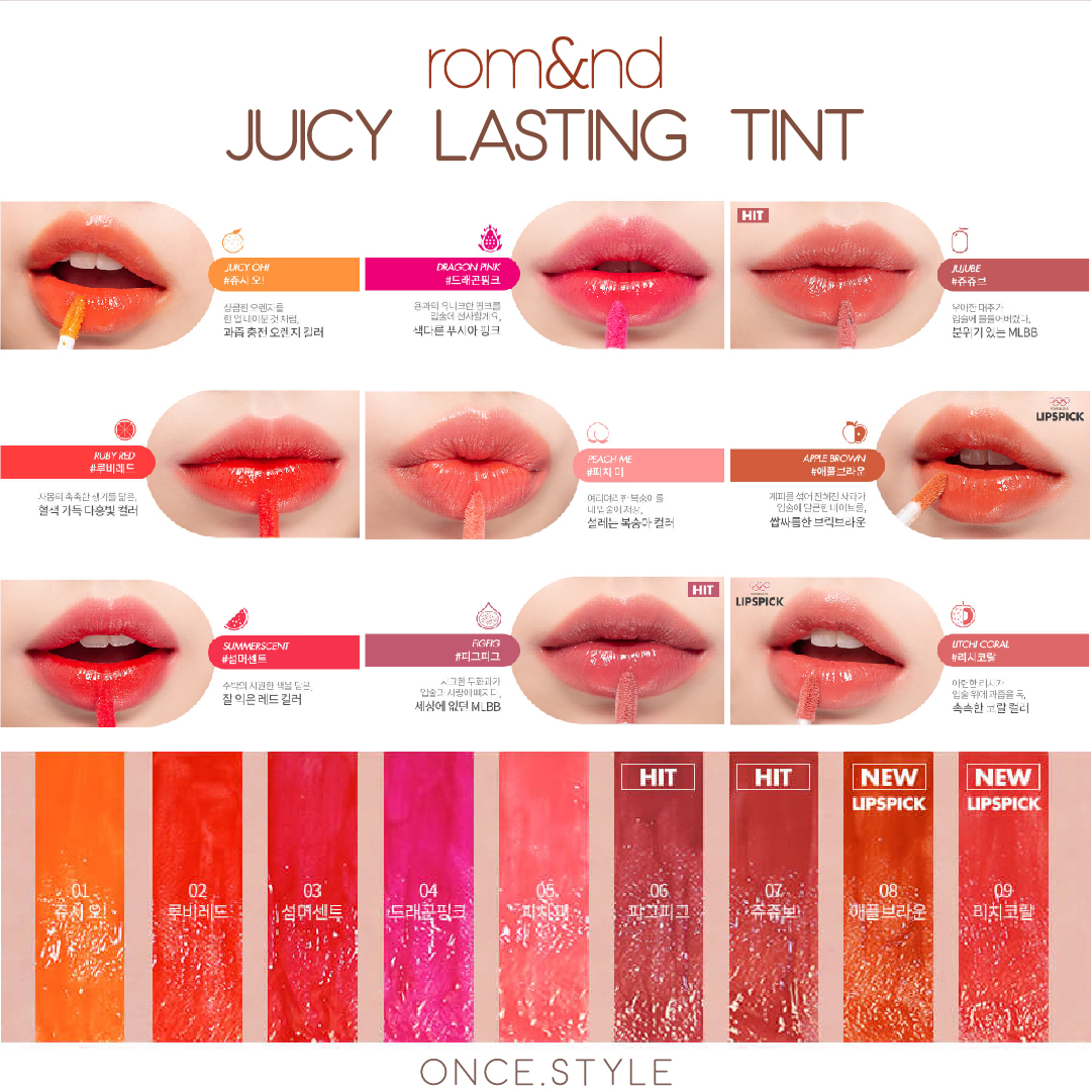 oncestyle_shop2's tweet photo. ROM&amp;ND JUICY LASTING TINT แท้100%

#พร้อมส่ง✨269฿

#ลิปทินท์ ฉ่ำวาว ตัวนี้จะสีชัดกว่ารุ่นก่อนน้า
01JUICY OH
02RUBY RED
05PEACH ME
06FIGFIG
07JUJUBE
08APPLE BROWN
09LITCHI CORAL

LINE🌲https://t.co/FB5PvpGRMV 

#ลิปoncestyle #คสอ #คสอเกาหลี #เครื่องสําอางเกาหลี #HowtoPerfect #ลิป https://t.co/RetGuHXN9J