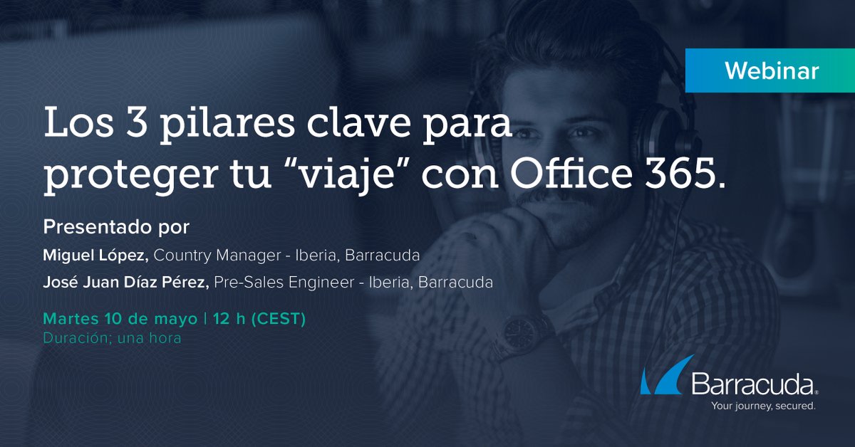 Los ataques por correo electrónico son cada vez más complejos y peligrosos.
--> lnkd.in/eR_B4rZK
Únete a este webinar de <a href="/barracuda/">Barracuda Networks</a>  para escuchar a sus especialistas describir el enfoque integrado y exclusivo para la seguridad global en Office 365.
