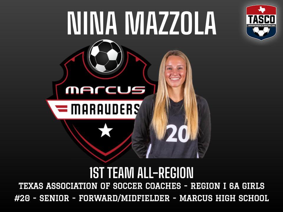 Congratulations to Nina Mazzola for being selected 1st Team All-Region! ❤️⚽️