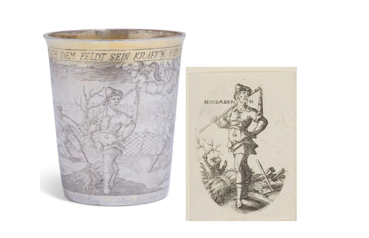 HelgaMatzke's tweet photo. BAMBERG MONTHLY CUP AFTER GRAPHIC TEMPLATES BY JOST AMMAN AND MATTHIAS MERIAN THE ELDER, 

Bamberg around 1650
Maker's mark: "HP" ligated in the round

#antiquesilver #artoftheday #silber #römer #beaker #bamberg #winedrinking #drinkingvessels #cup #silvercup #silver #art https://t.co/qPz6vN5qpm