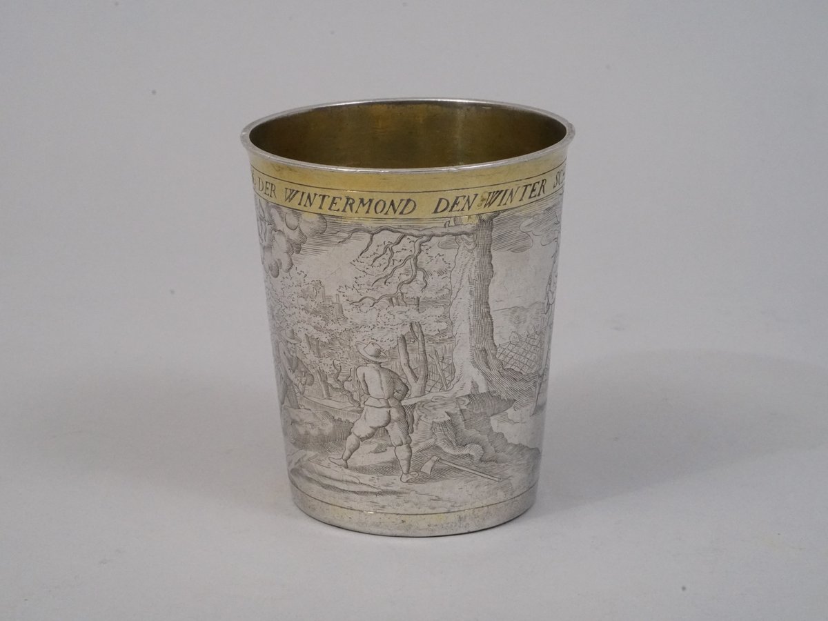 HelgaMatzke's tweet photo. BAMBERG MONTHLY CUP AFTER GRAPHIC TEMPLATES BY JOST AMMAN AND MATTHIAS MERIAN THE ELDER, 

Bamberg around 1650
Maker's mark: "HP" ligated in the round

#antiquesilver #artoftheday #silber #römer #beaker #bamberg #winedrinking #drinkingvessels #cup #silvercup #silver #art https://t.co/qPz6vN5qpm
