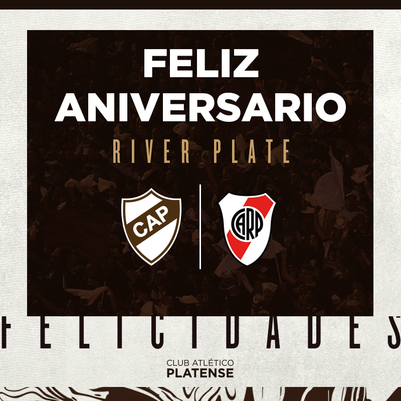 caplatense's tweet photo. 📍 Hoy celebra su 1️⃣2️⃣1️⃣ aniversario el Club Atlético @RiverPlate 😃🎂

¡Felicidades, "Millonario"! 🤝🏻

#PlatenseRRPP ⚪🟤⚪ https://t.co/jd93GWBTp4