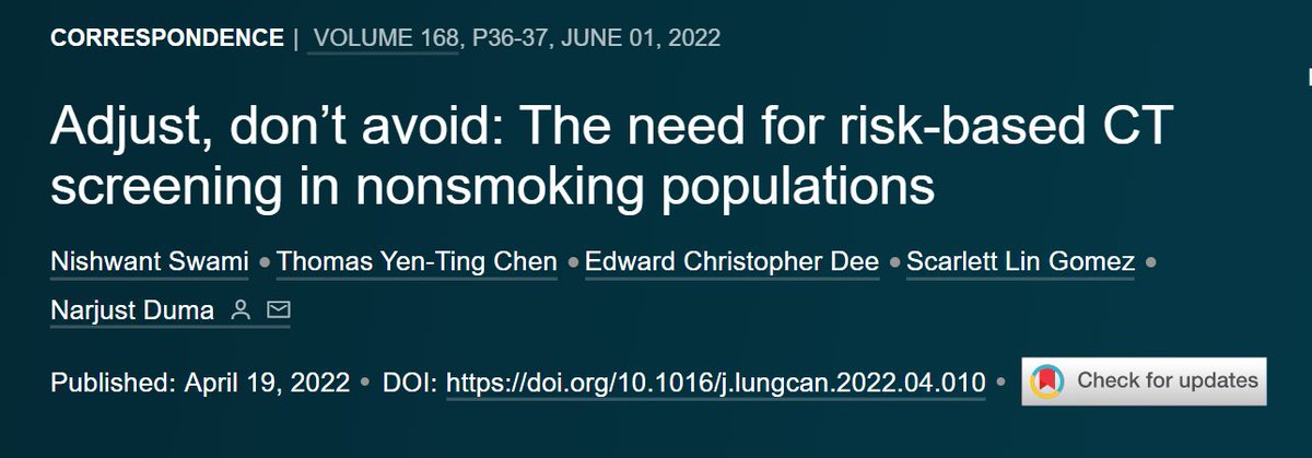 NarjustFlorezMD's tweet photo. Check out the latest publication from the #DumaLab ⬇️⬇️⬇️
💡Adjust, don’t avoid: The need for risk-based CT screening in nonsmoking populations
It's time to see lung cancer screening from an additional perspective.
Lead by @NishwantS
https://t.co/RlELhHHp2Z https://t.co/LSxItWAWMN