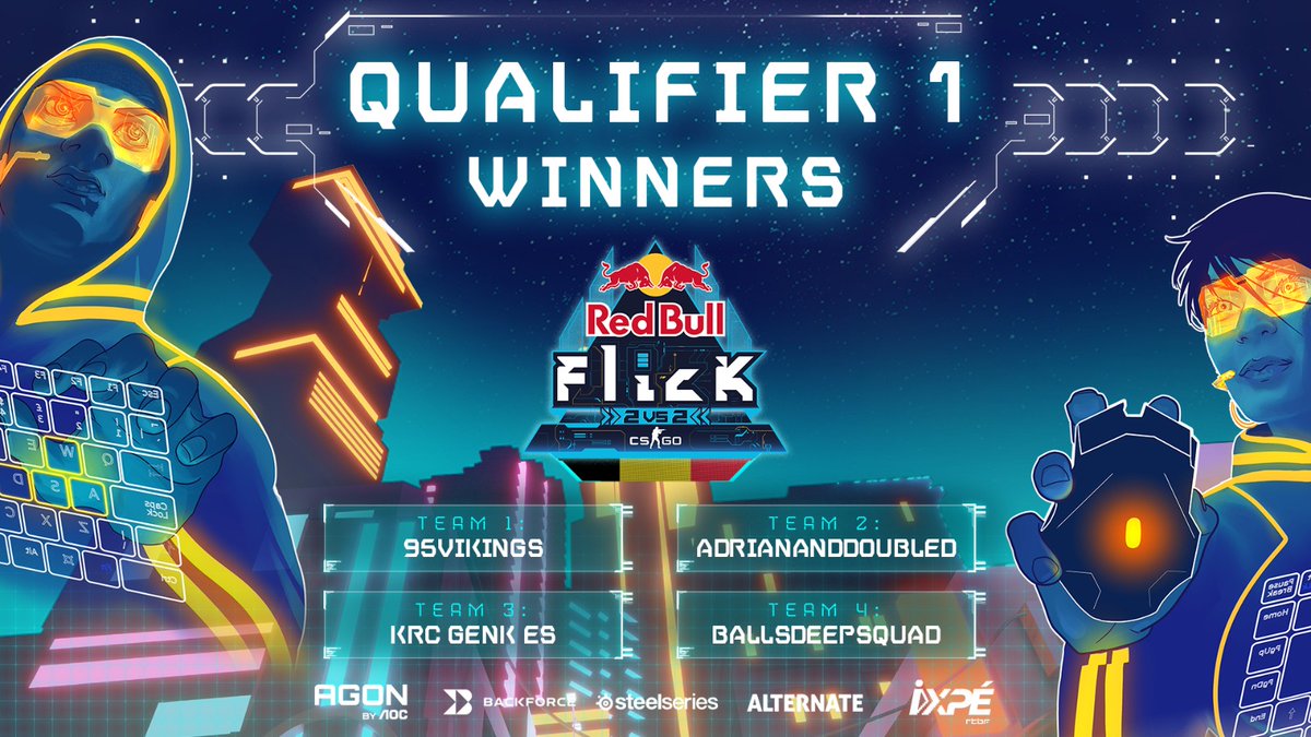 RedBullBe's tweet image. Congrats to the winners of the 1st qualifier rounds! #RedBullFlick 
You secured your places in the national finals at PGL Antwerp Major!