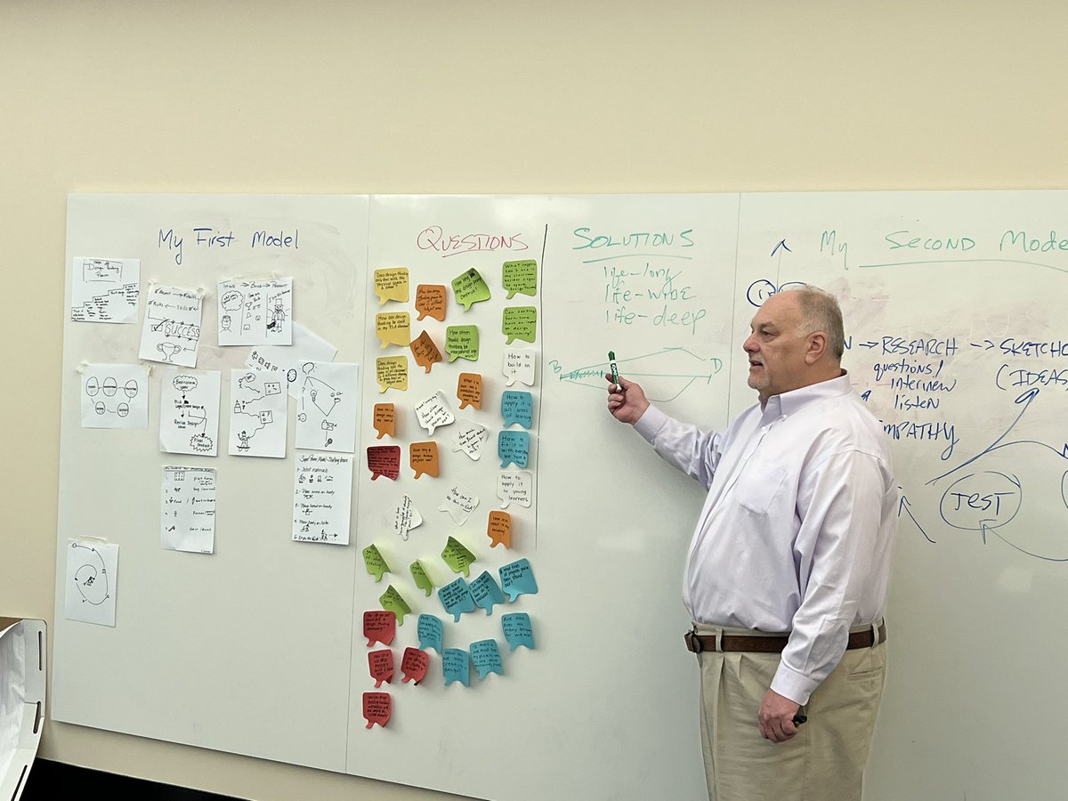 GlennGRobbins's tweet photo. Great day with @djakes of @djakesdesigns. First time back since helping guide the Commons Redesign Experience last year. Continuing our push forward of #designthinking #CommonsSpace #HowMightWe #YesAnd #WhatIf #WhatIsSchool #experience #wonder #awe https://t.co/8cPzNVxgTo