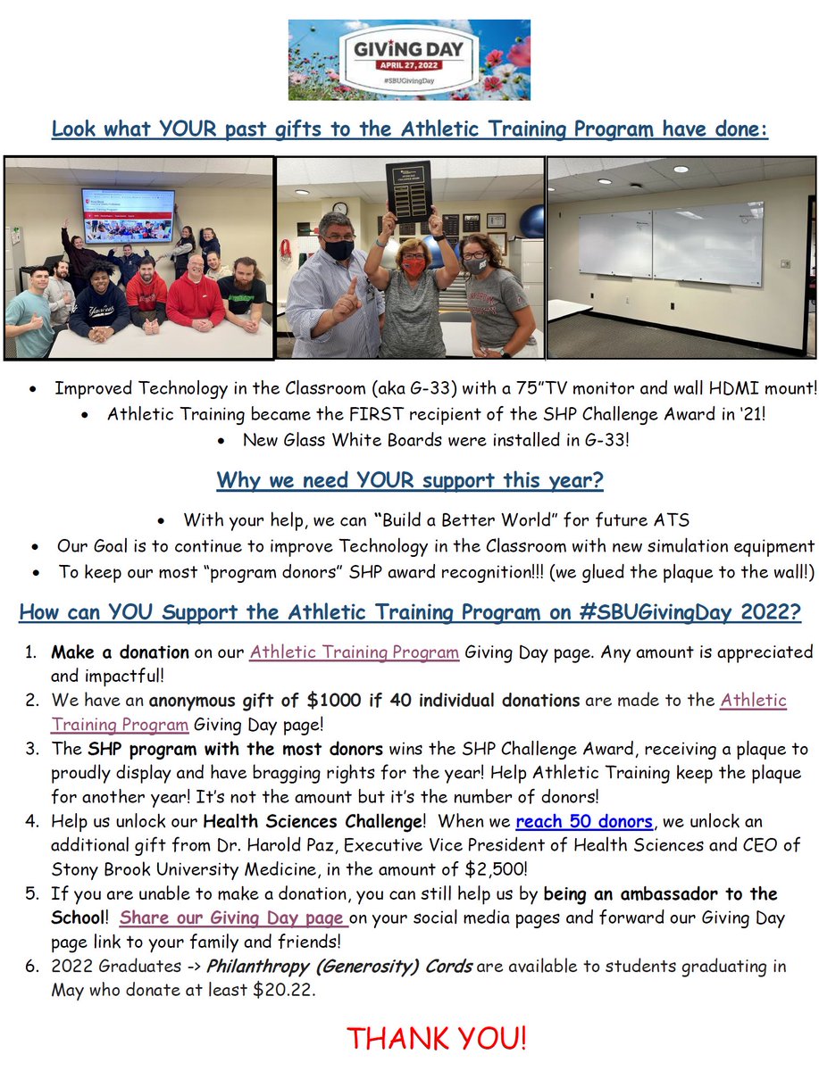 SBU Athletic Training tweet media