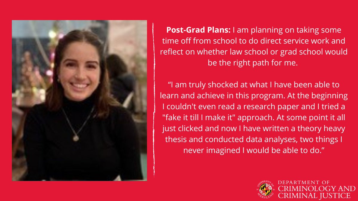 UMDCriminology's tweet image. Congratulations Talia Frank (@taliafrank10)! Defense = Done “Testing the Incorporation of Racial Threat and Contact Theories into One Framework” @UMDCriminology #CCJSHonors #UMD2022 @BSOSUMD #undergradresearch