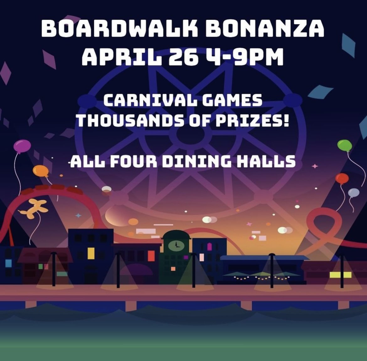 SO MANY prizes you could win today just for dining in a dining hall. TVs? Yep. Nintendo Switches? Yep. Apple products? Yep. And more! Join us from 4-9pm for your chance. Follow us on Instagram for a preview!
