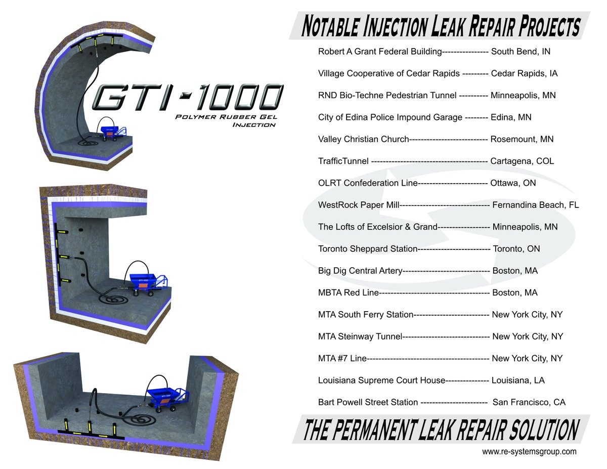 RESYSTEMSGROUP's tweet image. Boring Company! Let's work together to prevent those tunnels from water leakage. Non-Curing Polymer Rubber Gel is the proven and effective solution. We heat the non-curing gel, inject it and watch it travel behind the precast wall with a thermal camera for area coverage.