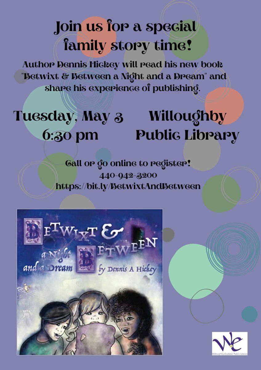 A storytime read by the local author of the book? Sounds like a dream to us! Tues., May 3, 6:30 p.m., Willoughby Library.  See the details and register here: bit.ly/3LfqEjQ