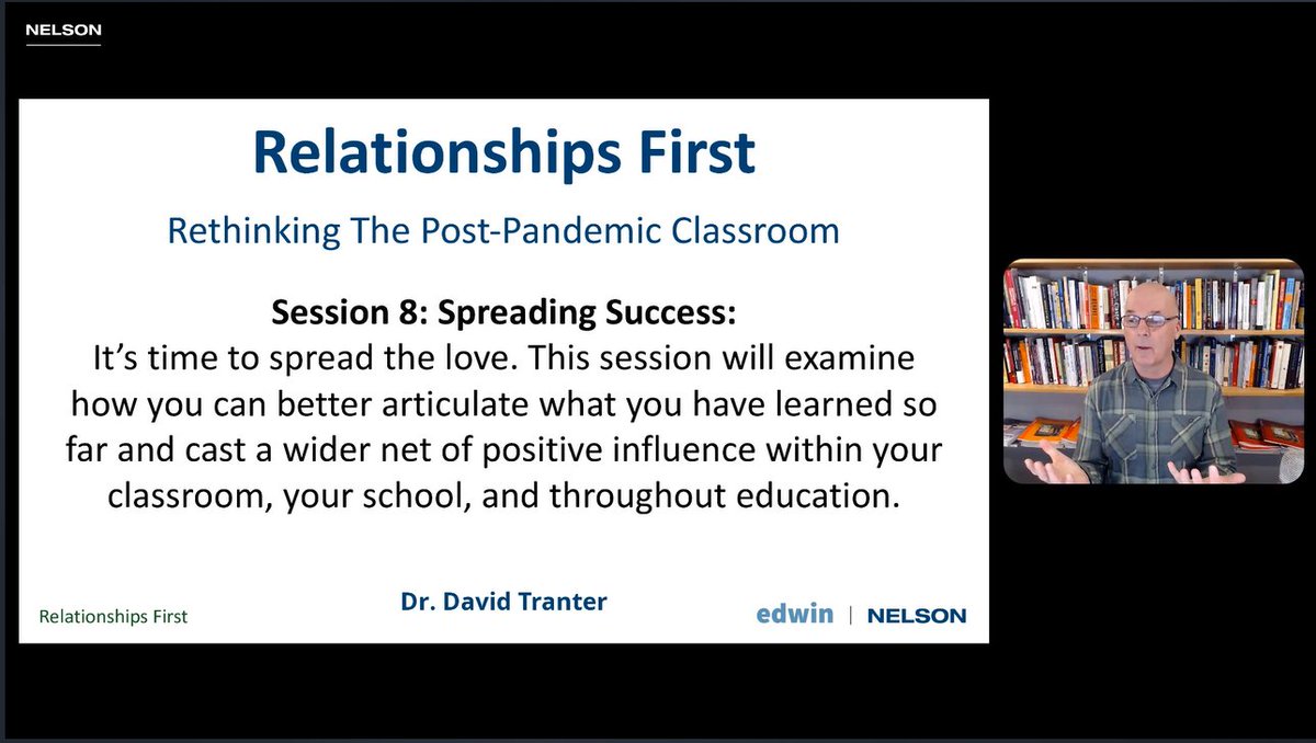 NelsonClassroom's tweet photo. It's time for Session 8 of #RelationshipsFirst21 with @DrDavidTranter! Looking forward to learning more about spreading success and positivity in the classroom ๐
Check out the series here: https://t.co/n5BTqjH6KM https://t.co/dFkXbBduSj