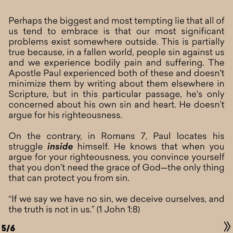 PaulTripp's tweet photo. 🔄 “Why do I struggle with the same sin over and over again, and how can I break the cycle?”

📖 I think Romans 7 provides us with some practical steps and encouragement to break the cycle of sin.

Swipe ⬅️ to read.