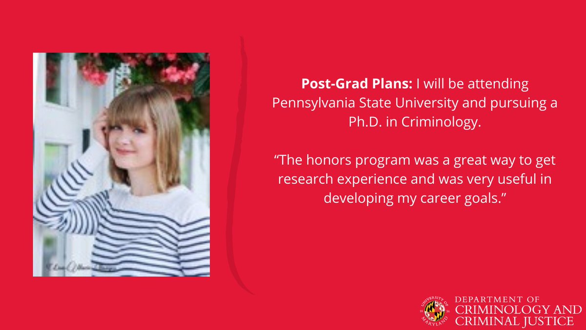 UMDCriminology's tweet image. Congratulations Anna Newell (@anna_newell31)! Defense = Done “A State-Level Analysis of Juvenile Justice Policies and Outcomes” @UMDCriminology #CCJSHonors #UMD2022 @BSOSUMD #undergradresearch