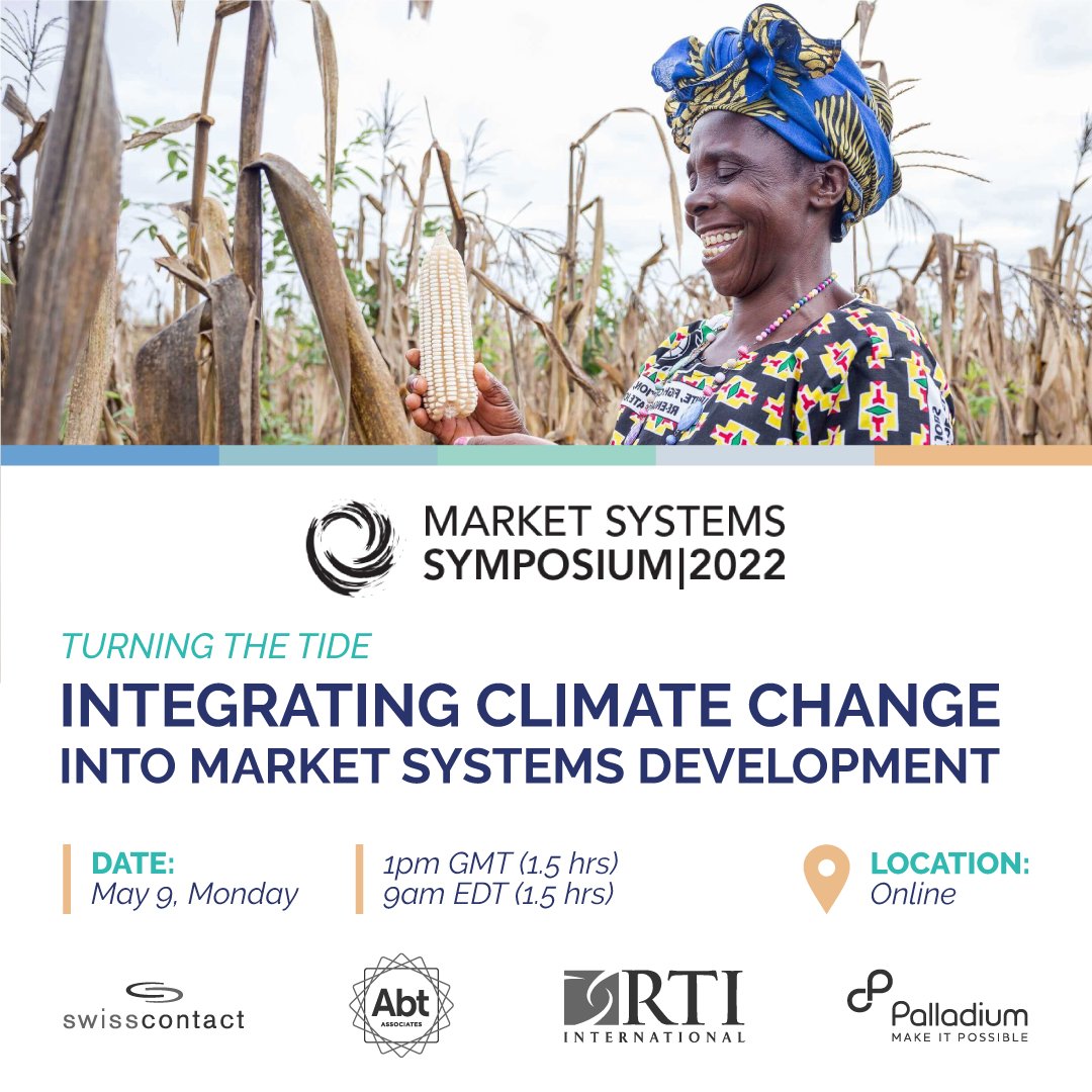 Market Systems Systems Symposium (@market_systems) on Twitter photo Join us for the Turning the Tide plenary session at the annual Market Systems Symposium! Thought leaders from <a href="/Swisscontact/">Swisscontact</a>, @abtassociates, <a href="/RTI_Intl/">RTI International</a> & <a href="/PalladiumImpact/">Palladium</a> will explore the topic of climate change as an integral component of market systems development approaches. Join us for the Turning the Tide plenary session at the annual Market Systems Symposium! Thought leaders from <a href="/Swisscontact/">Swisscontact</a>, @abtassociates, <a href="/RTI_Intl/">RTI International</a> & <a href="/PalladiumImpact/">Palladium</a> will explore the topic of climate change as an integral component of market systems development approaches.