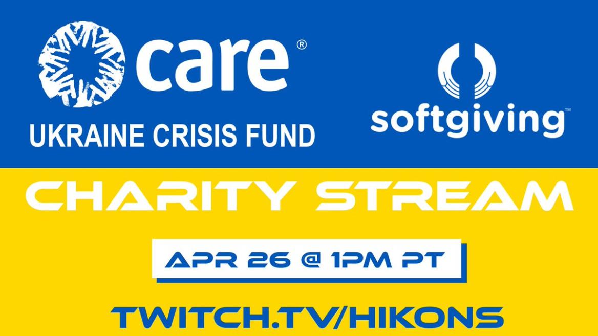 LIVE! 😀 Fundraising for <a href="/CARE/">CARE (care.org)</a> 's Ukraine Crisis Fund! #CareWithHikons

🎗 DONATE: bit.ly/3rMqclx
📺 WATCH: twitch.tv/hikons