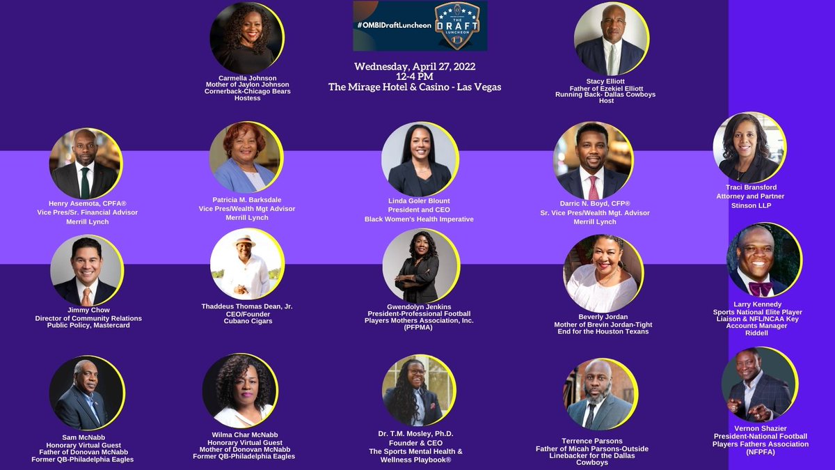 OMBIGroupLLC's tweet photo. Dreams r made this week- @NFL Draft.
We r helping 2 usher in the new class of NFL draft prospects w/ their families.  

This is an educational series 4 the future NFL players &amp; their families.

#NFLDraft2022
#OMBIGROUP 
#OMBIDraftLuncheon https://t.co/GOCa1SmgsS