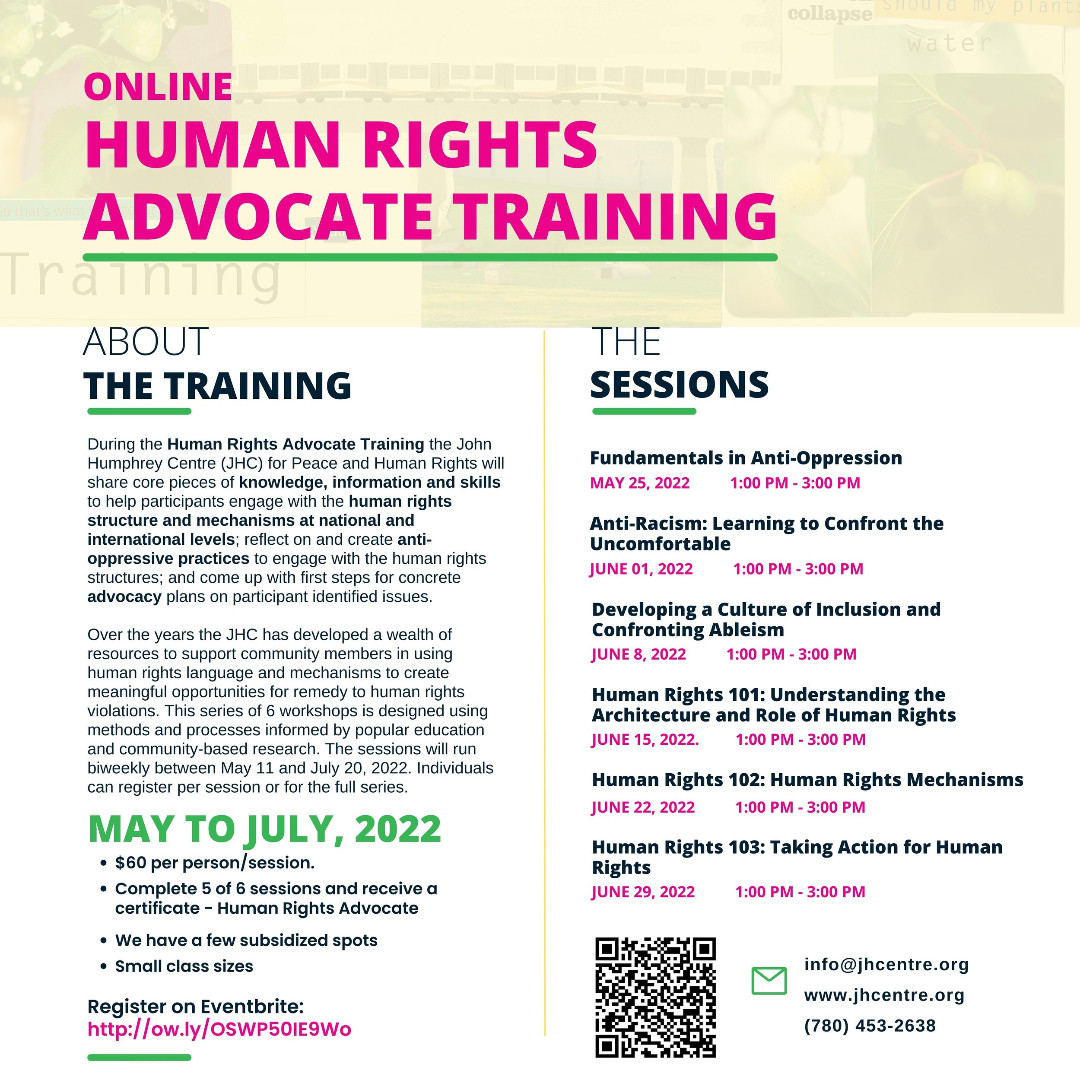 jhcentre's tweet photo. Human Rights Advocate Training
This series of 6 workshops is designed using methods and processes informed by popular education and community-based research
#humanrights
#training_course
#human_resources
https://t.co/Mg5vBJLCBa https://t.co/b7HHr0Iwlw