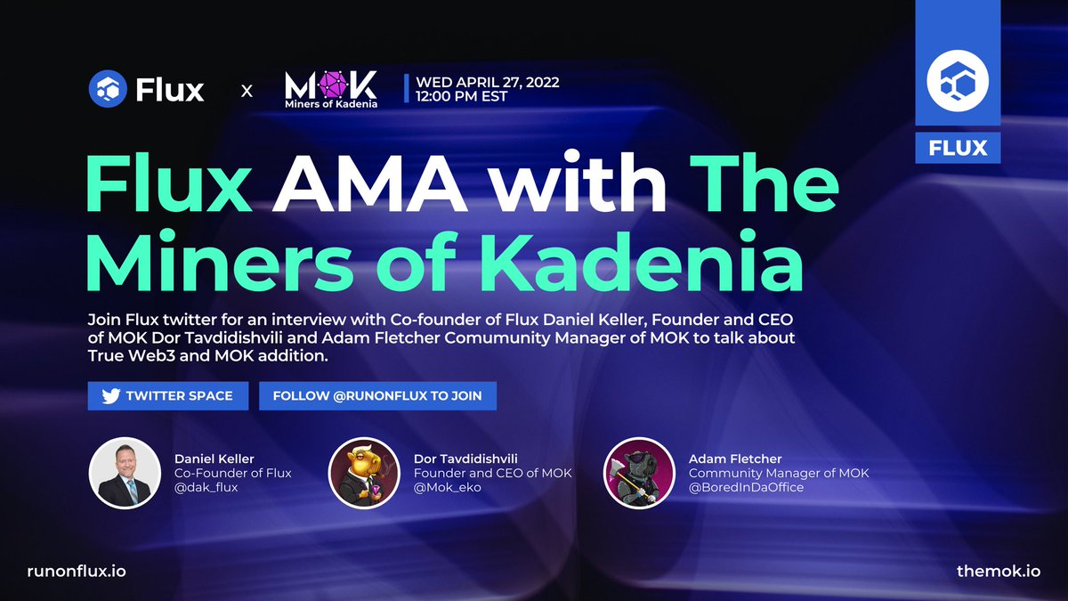 Flux I Decentralized Cloud (@runonflux) on Twitter photo Set a reminder for my upcoming Space! Come join us!! x.com/i/spaces/1OyKA… <a href="/MinersOfKadenia/">The Miners of Kadenia</a> $Flux #Web3 $Flux Set a reminder for my upcoming Space! Come join us!! x.com/i/spaces/1OyKA… <a href="/MinersOfKadenia/">The Miners of Kadenia</a> $Flux #Web3 $Flux