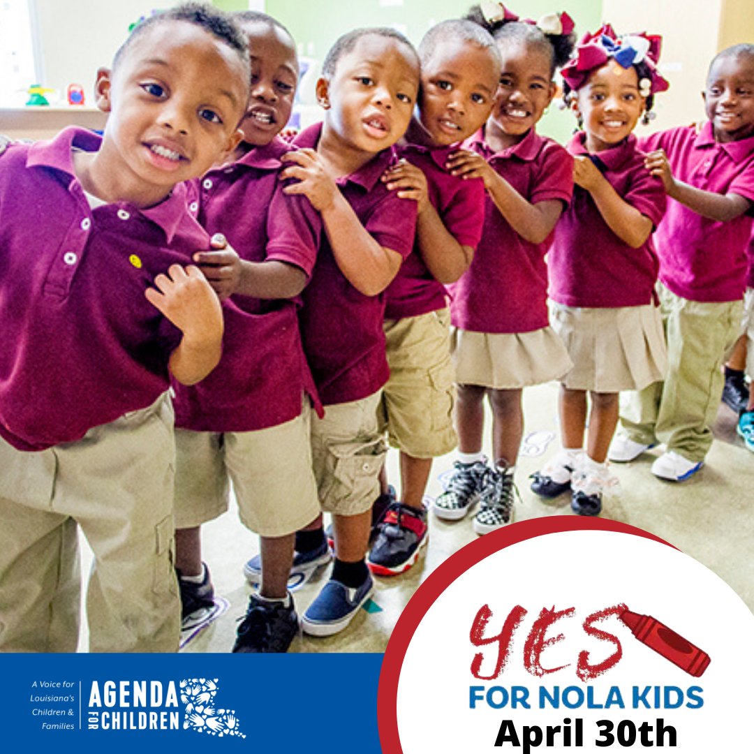 Agenda4Children's tweet photo. RT @Agenda4Children: Mark your calendars! April 30th is election day and Orleans Parish has the opportunity to advance the Early Childhood proposition that will fund a total 1,000 NOEEN City Seats.
#nola #neworleans #yesforkids https://t.co/mz1UtapXFj
